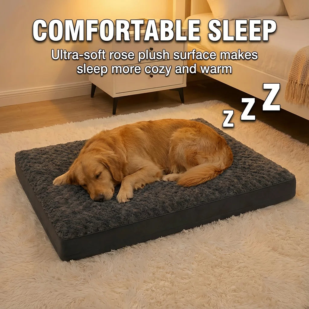 Treat your large dog to cloud‑soft comfort with this WNPETHOME orthopedic bed. The rose‑swirl plush top feels warm and luxurious, while the supportive mattress helps ease pressure on joints. Designed to fit crates or stan