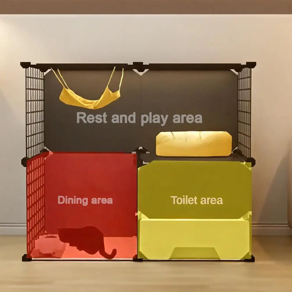 Detachable Metal Cat Cage with Litter Box
