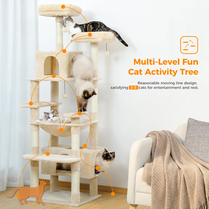 Cat Tower with Padded Perches & Condos