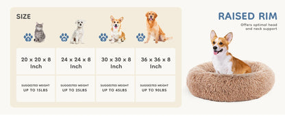 Washable Plush Round Dog Bed for Medium & Large Dogs.