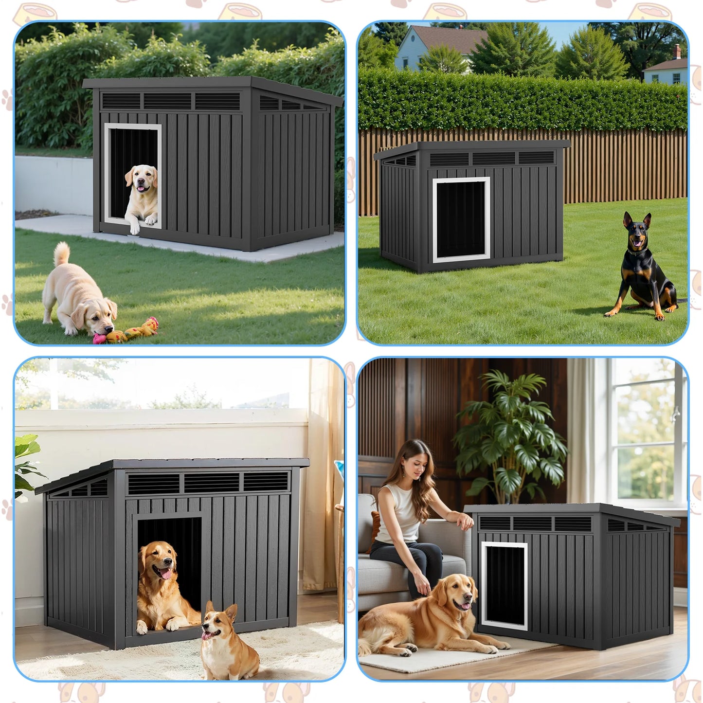 Give your dog a safe, weather‑proof retreat with this insulated resin dog house. The hydraulic‑rod roof opens smoothly for easy cleaning, while the slanted design keeps rain away and the interior stays warm and dry.