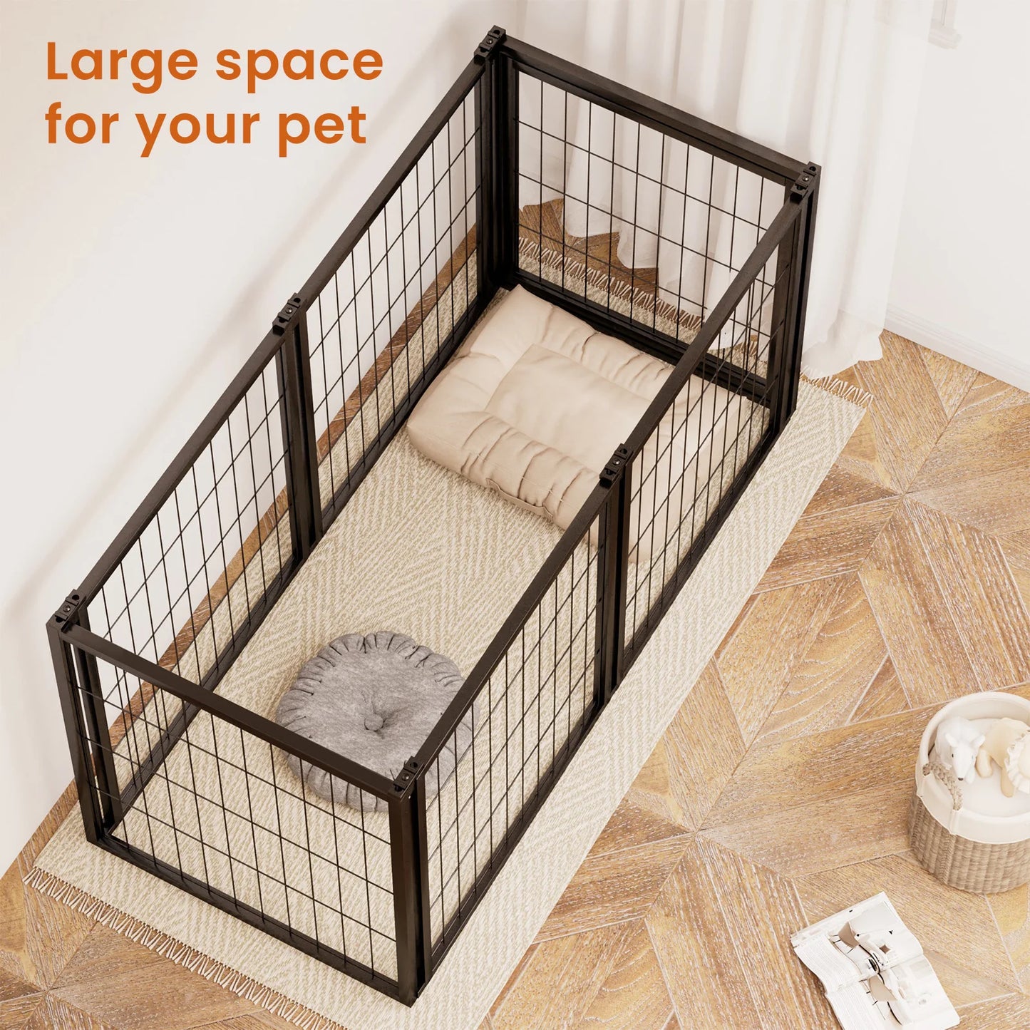 Dog Crate with Top, Indoor Kennel for Small/Medium Dogs Black.47.2"L x 22"W x 24"H.