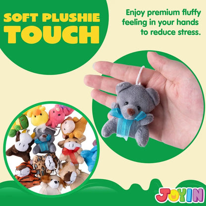 12/36/72 Mini Animal Plush Toys Bulk, Keychains for Kids