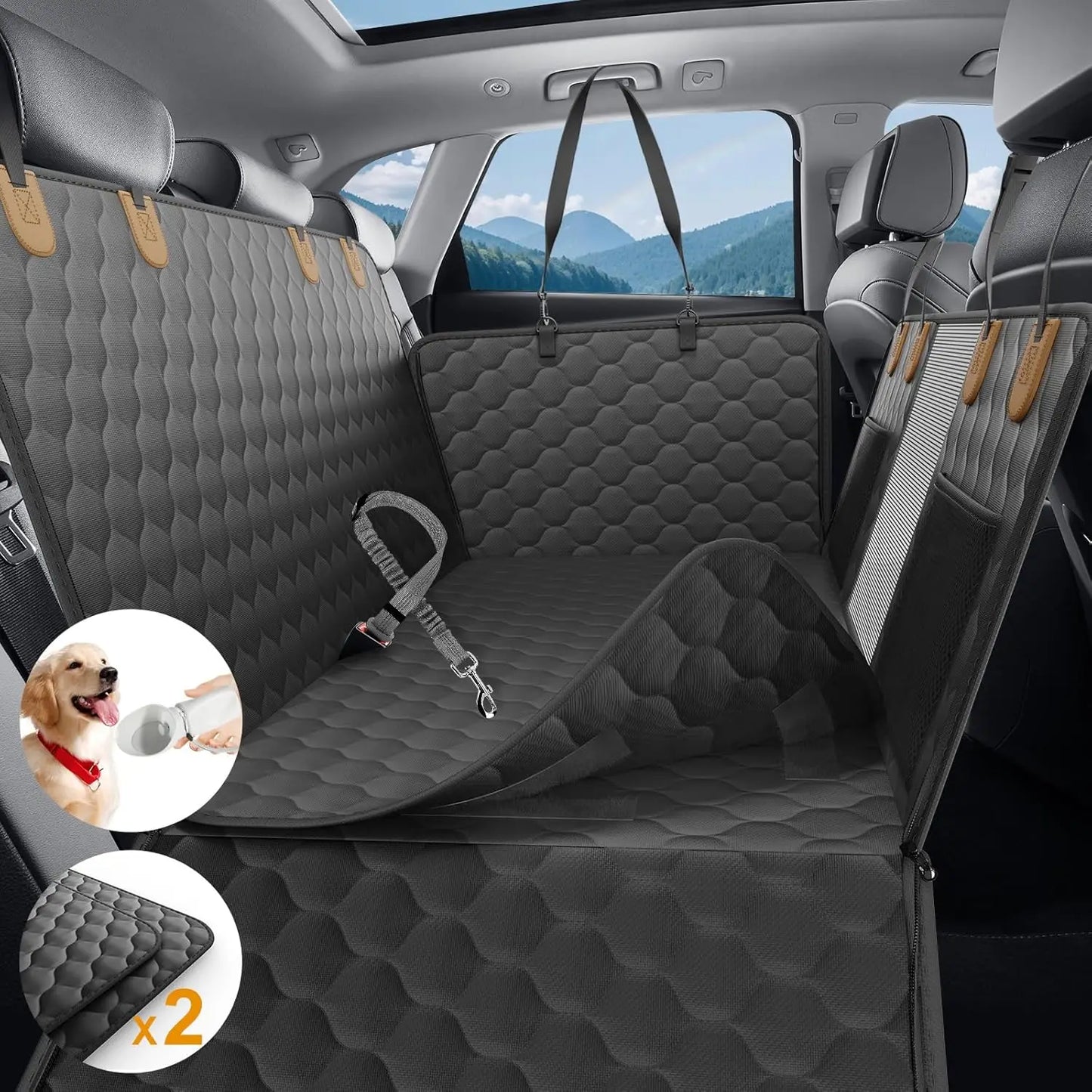 Foldable Pet Seat Cover, Rear Back Seat & Trunk Protector for Travel