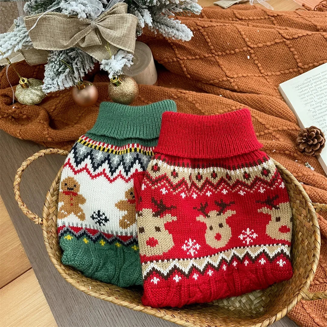 Christmas Red/Green Reindeer Winter Pullover for Dogs, Puppies & Cats