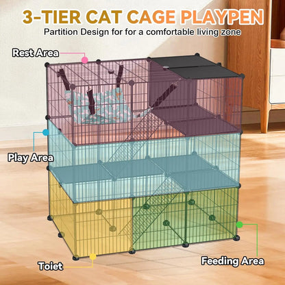 3‑tier design for climbing, exploring, and lounging, and multi-cat play.