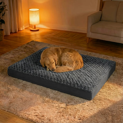 Treat your large dog to cloud‑soft comfort with this WNPETHOME orthopedic bed. The rose‑swirl plush top feels warm and luxurious, while the supportive mattress helps ease pressure on joints. Designed to fit crates or stan