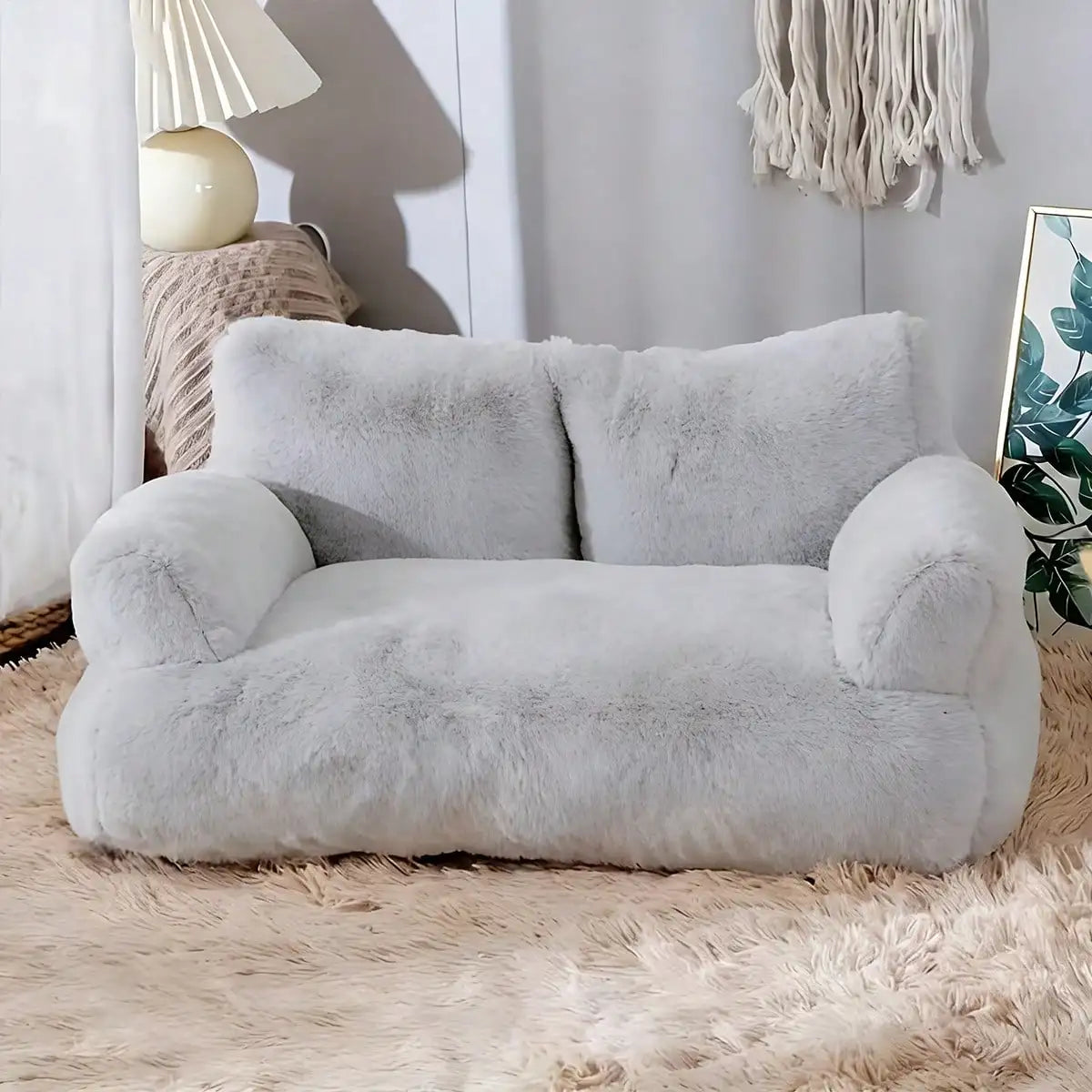 Cozy Plush Dog Sofa Bed – Raised Edge, Washable & Non‑Slip