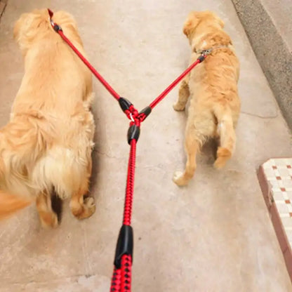 1.4m Pet Double Leash 2 Way Dual Dog Leash Splitter with Elastic Extension.