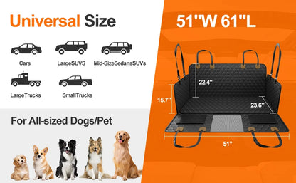 Foldable Pet Seat Cover, Rear Back Seat & Trunk Protector for Travel