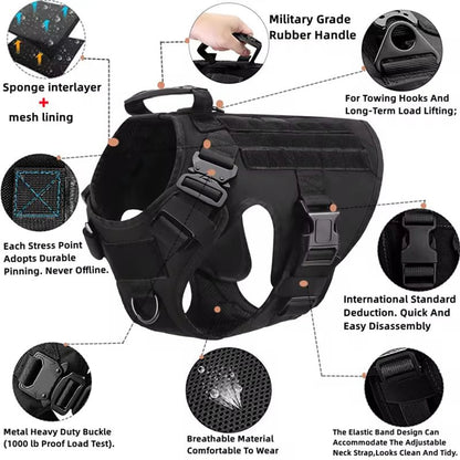 Adjustable Tactical Dog Vest Set for Medium/Large Dogs