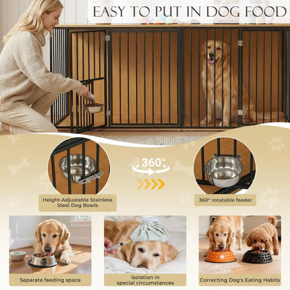 Upgrade your home with this large double dog crate furniture — a heavy‑duty wooden kennel that doubles as a stylish TV stand. Designed for two large breeds, it features an adjustable divider, spacious dual‑kennel layout