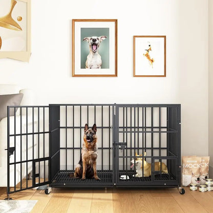 Give your large dog secure, long‑lasting comfort with this heavy‑duty metal crate. Available in 42, 48, and 54 inches, it’s built with reinforced steel, an indestructible frame, and smooth lockable wheels for easy indoo
