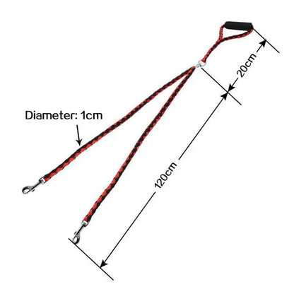 1.4m Pet Double Leash 2 Way Dual Dog Leash Splitter with Elastic Extension.