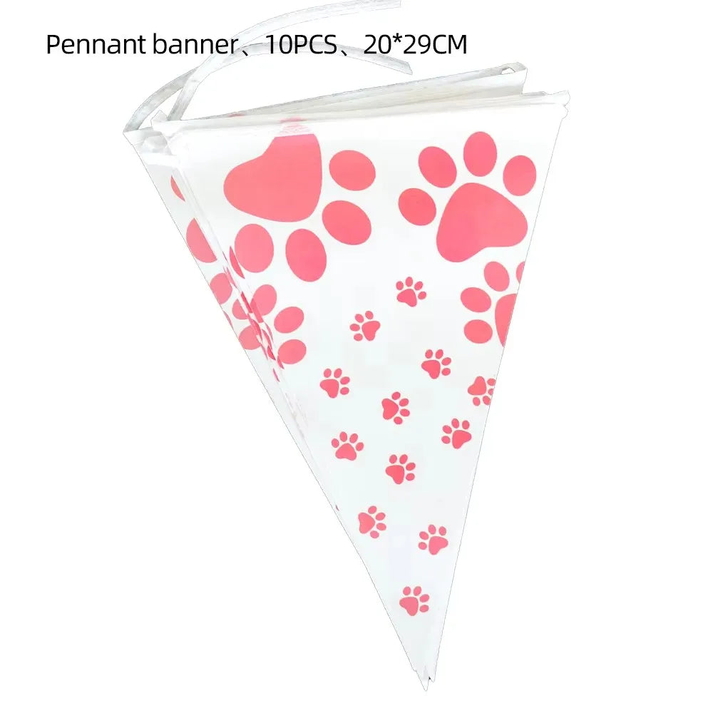Disposable Tableware, Gift Bags, Backdrop, Cake Topper, Banner & Plates for Girl’s Puppy Party
