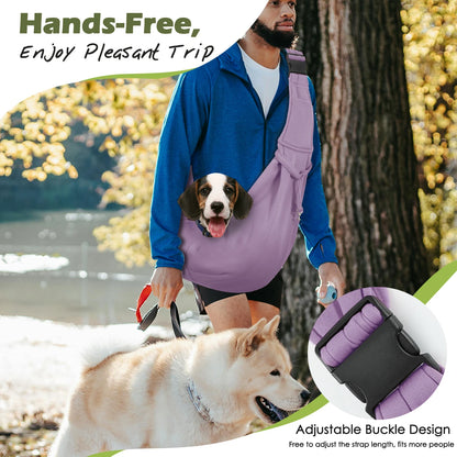 Pawaboo Small Dog Sling Carrier Reversible Hands-Free Adjustable Strap Buckle