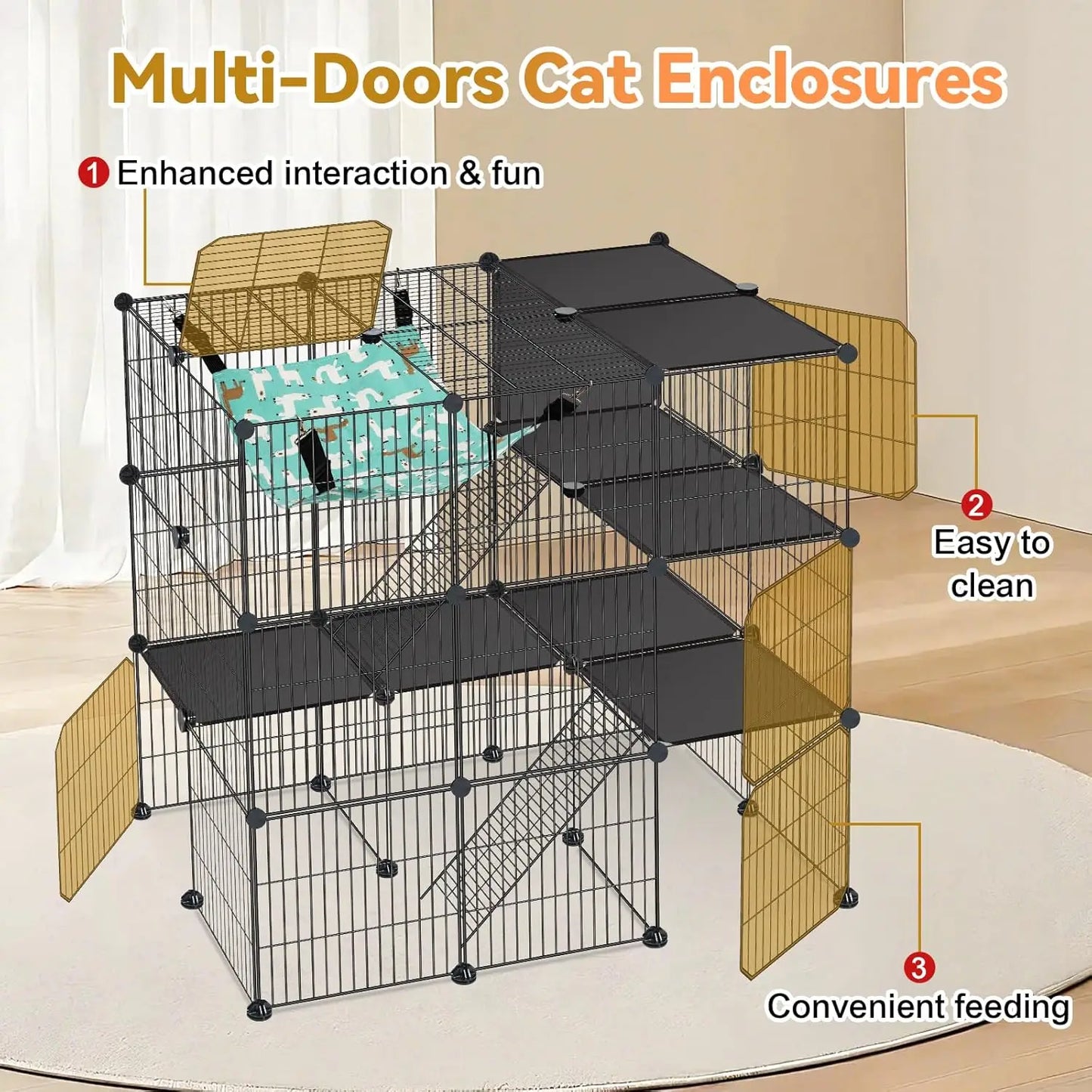 3‑tier design for climbing, exploring, and lounging, and multi-cat play.