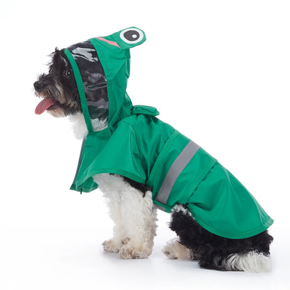 Hooded Dog Raincoat with Reflective Trim
