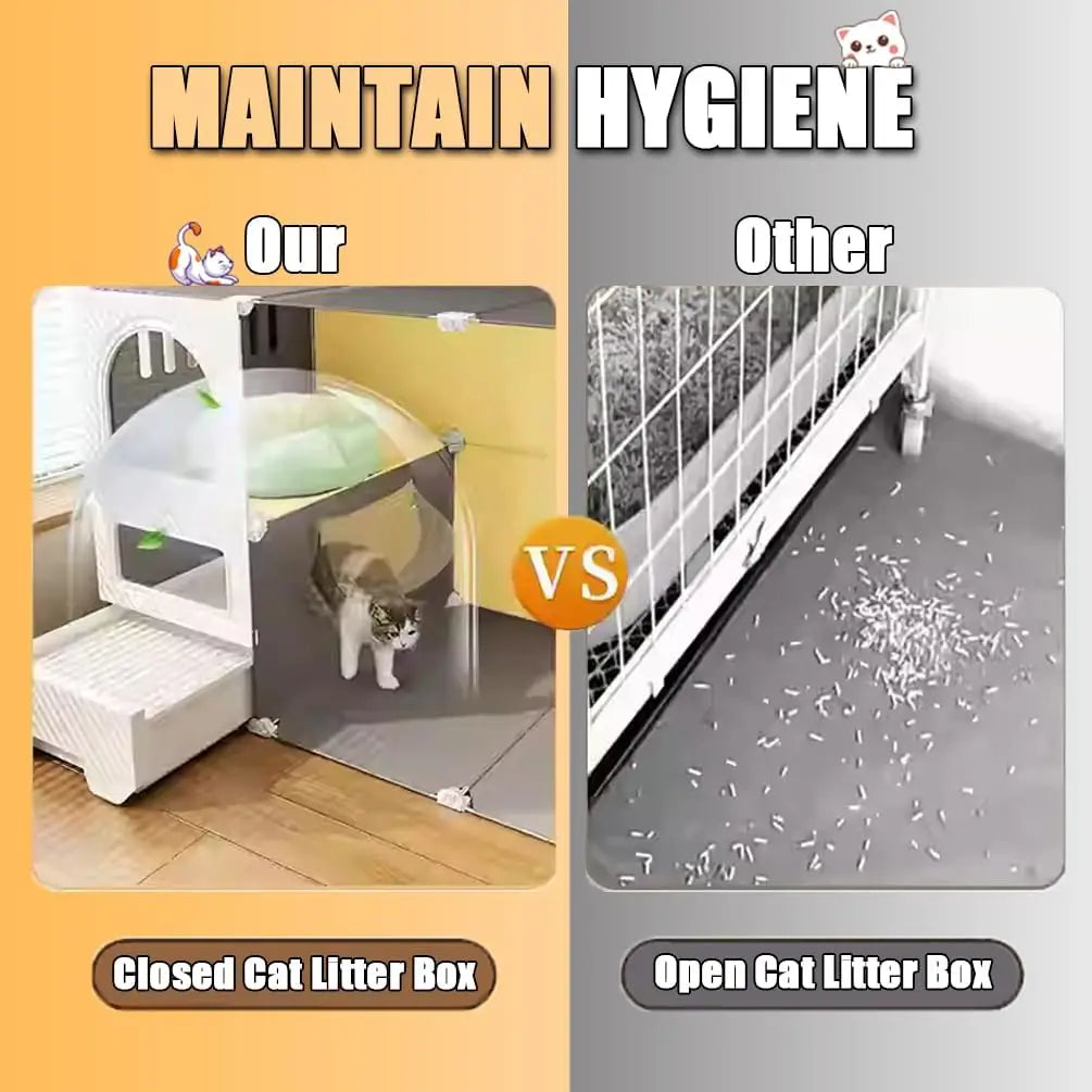 Detachable Metal Cat Cage with Litter Box