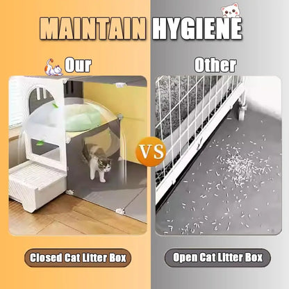 Detachable Metal Cat Cage with Litter Box