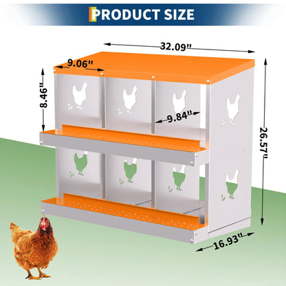 6‑Hole Chicken Laying Box with Trays