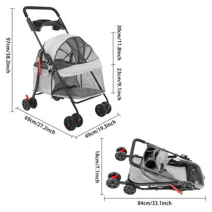 Foldable Lightweight, Travel‑Ready Pet Walking Trolley