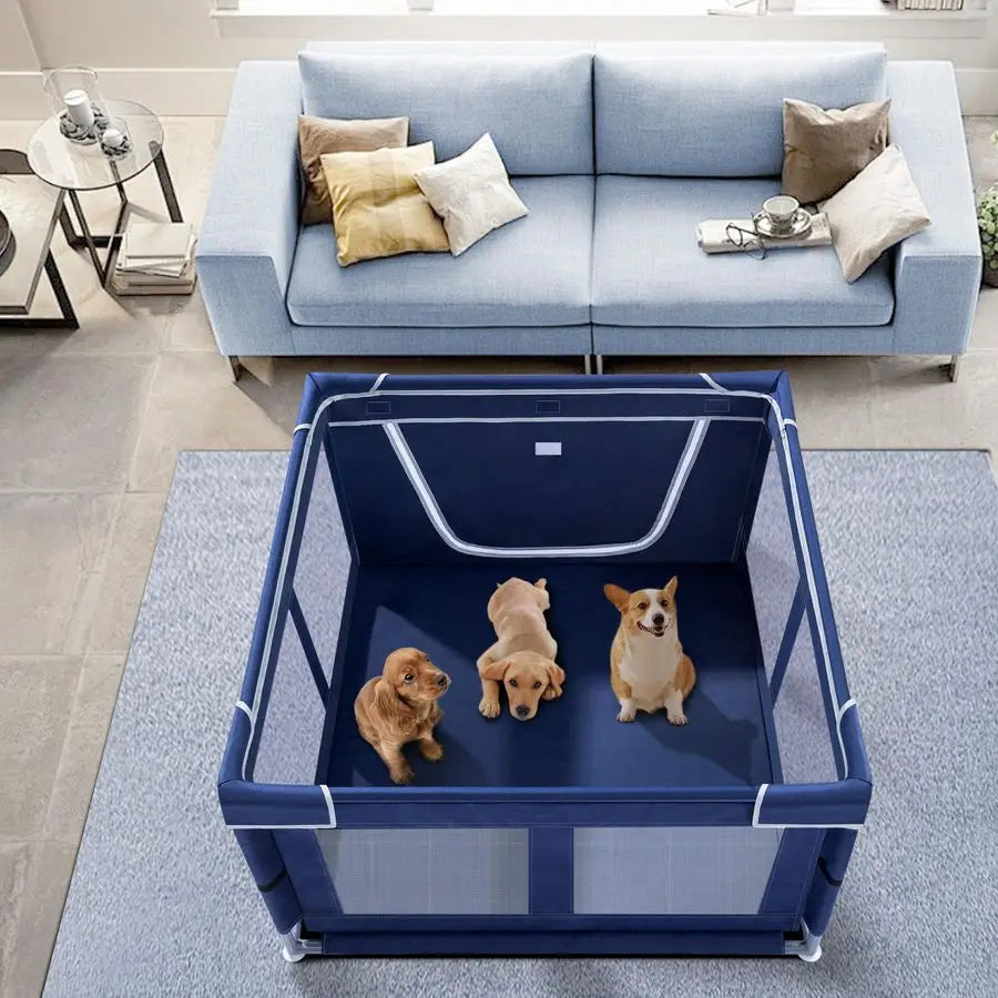 Playpen Indoor for Dog Small Pets, Dog Playpen 42x42 x25 inch, Dog Play Pen Indoors with Gate, Oxford Fabric Pet Exercise pens f