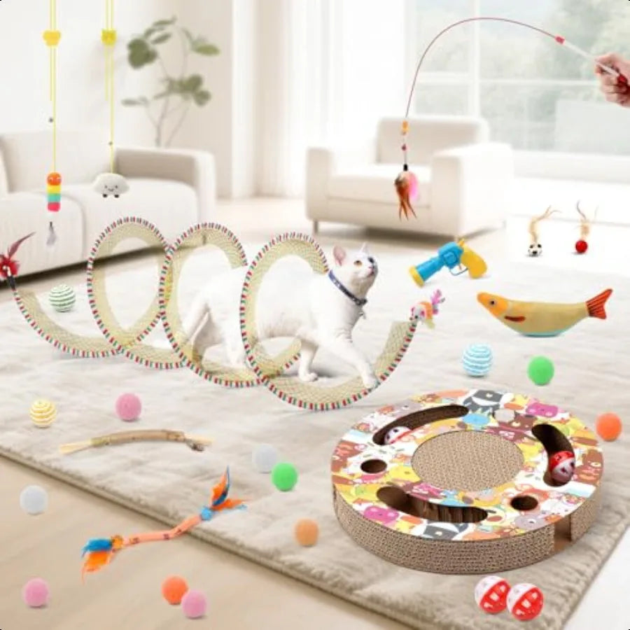 40 Pieces Cat Toys for Indoor Interactive Set with Scratcher & Catnip