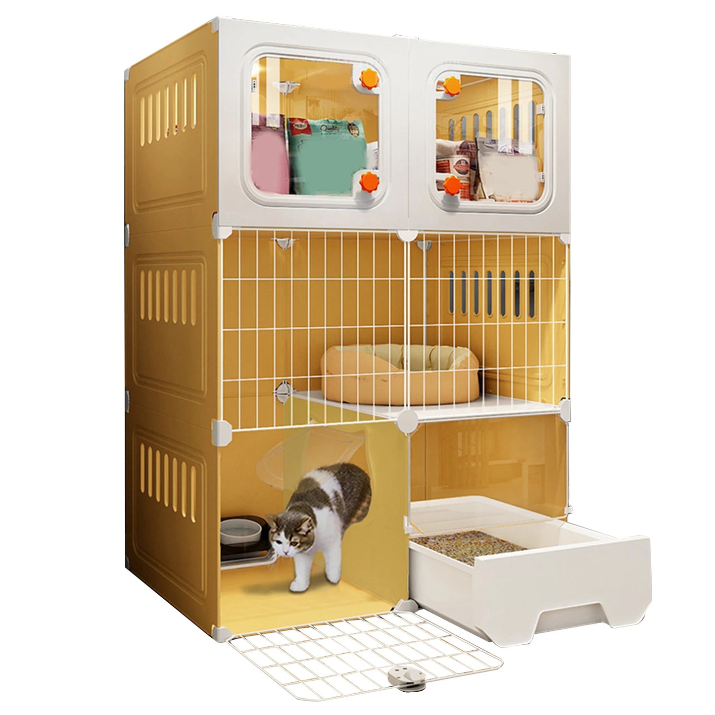 Indoor Metal Wire Cat Kennel with Hammock
