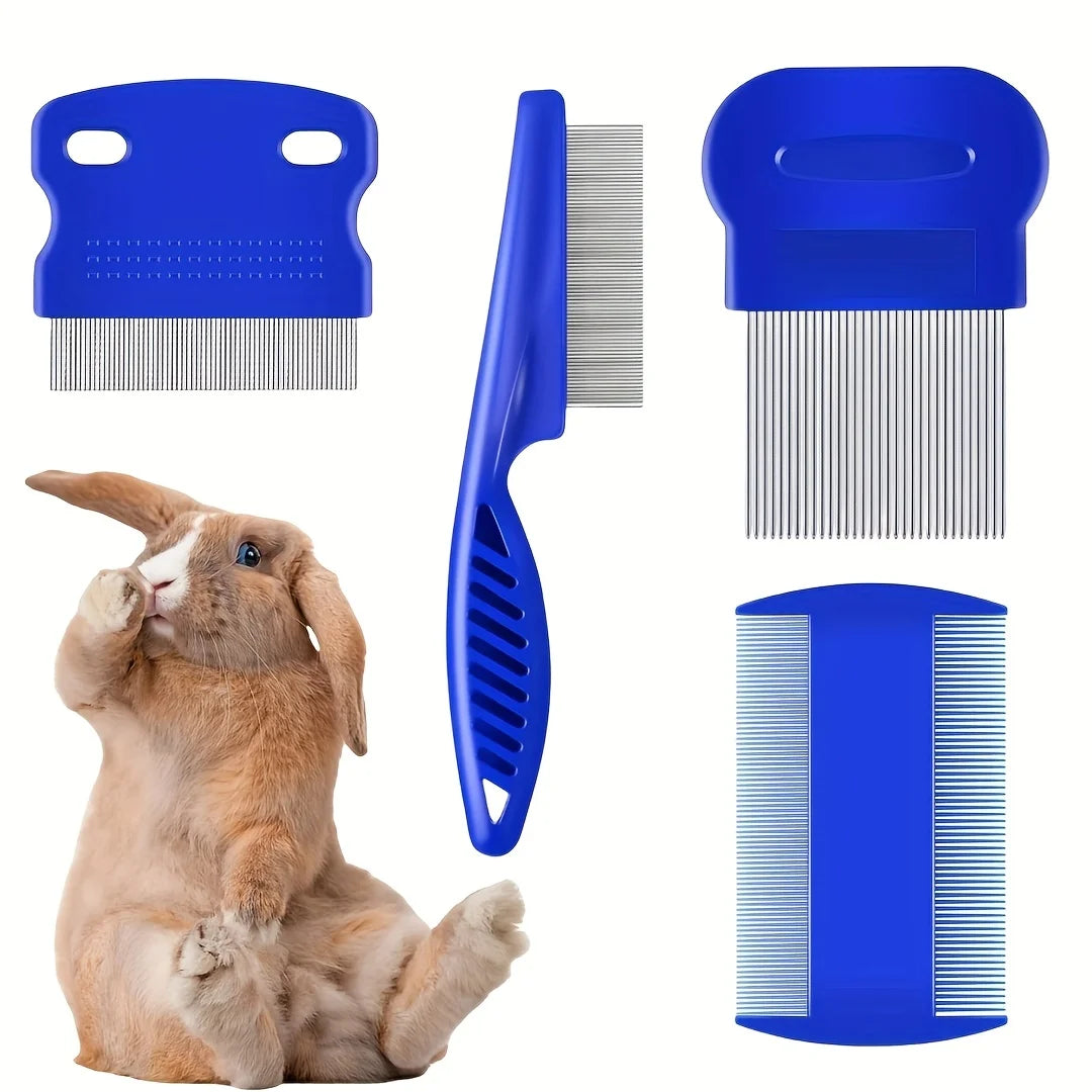 4‑Pack Stainless Steel Grooming Tools for Cats, Dogs & Rabbits