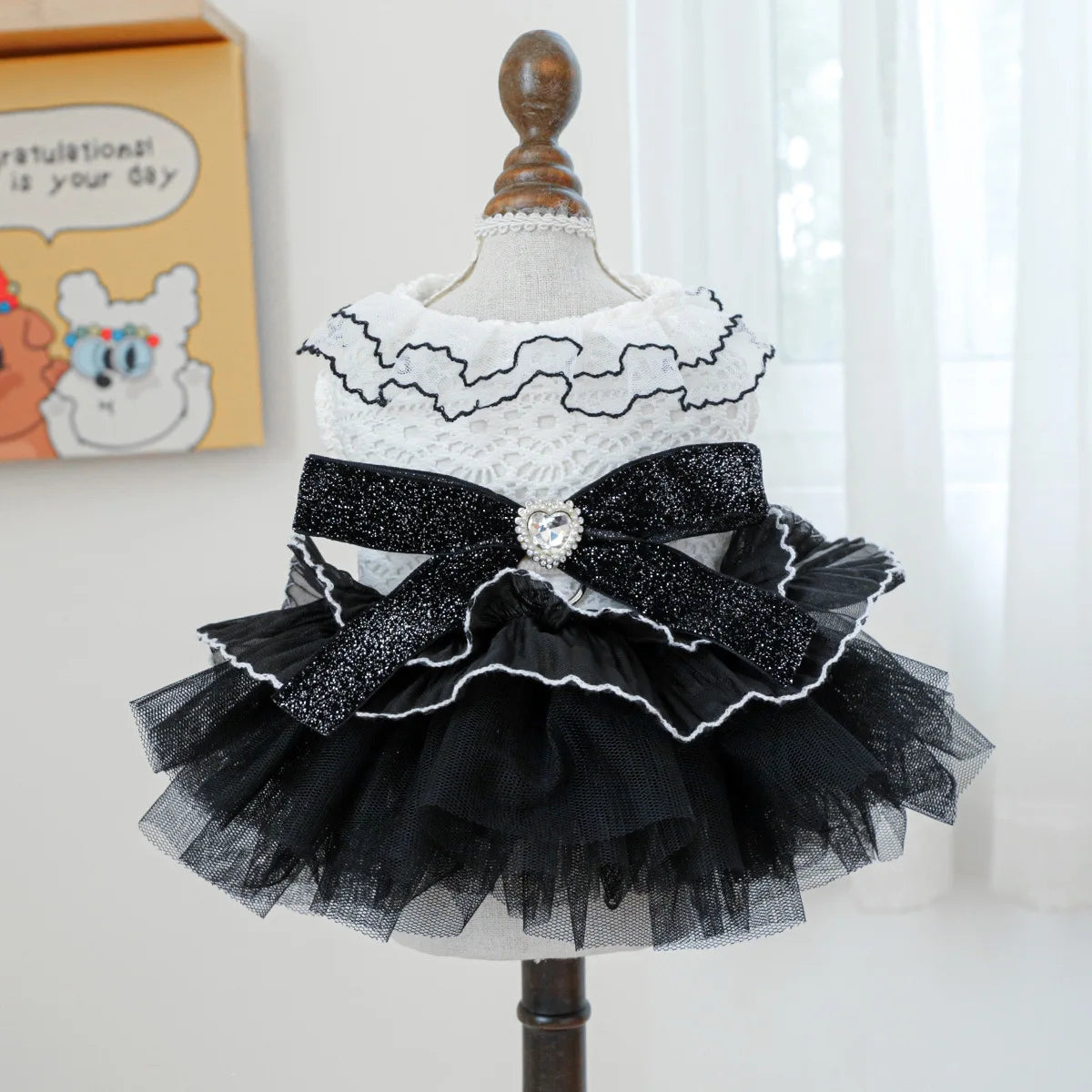Elegant Puppy Princess Dress – Lace & Tulle Skirt