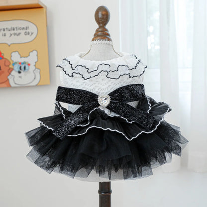 Elegant Puppy Princess Dress – Lace & Tulle Skirt