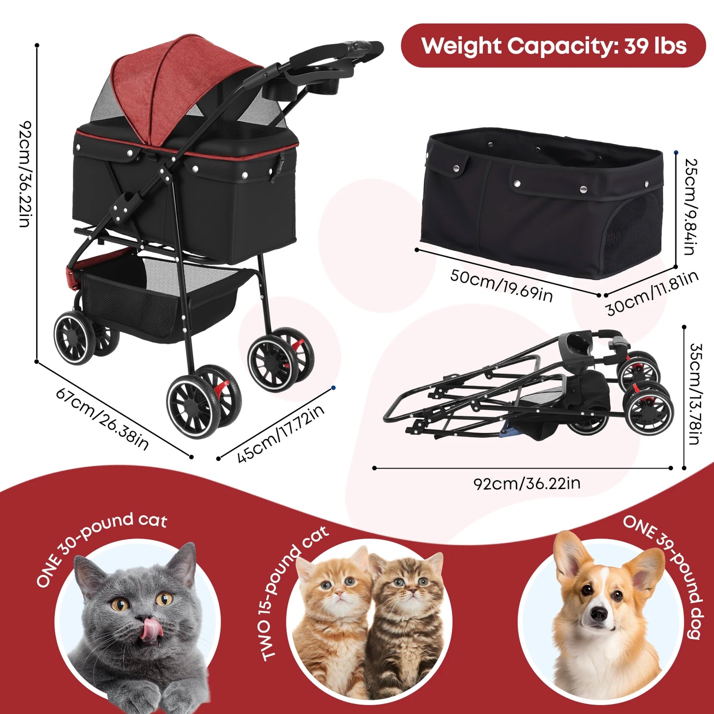 Canopy Pet Travel Carrier Stroller