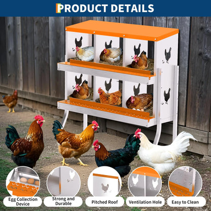 6‑Hole Chicken Laying Box with Trays