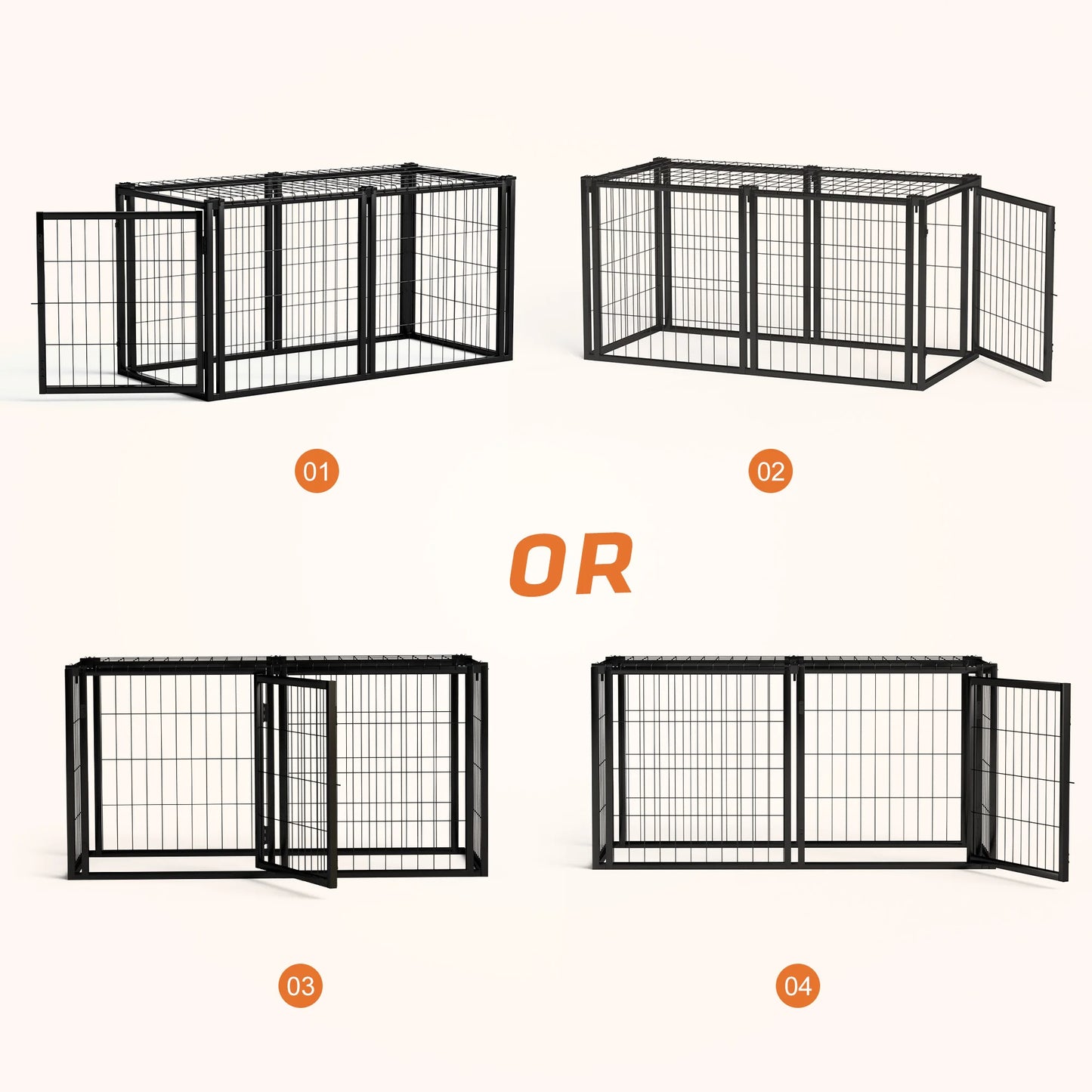 Dog Crate with Top, Indoor Kennel for Small/Medium Dogs Black.47.2"L x 22"W x 24"H.