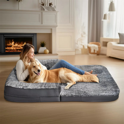 Foldable Orthopedic Calming Pet Bed with Ultra‑Soft Plush Cover for Dogs, Cats & Adults
