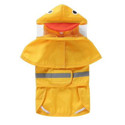 Hooded Dog Raincoat with Reflective Trim