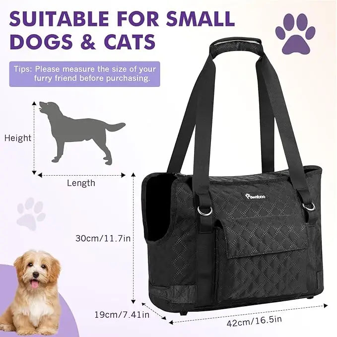 Small Dog Purse Carrier – Pawaboo Soft‑Sided Tote Bag with Storage Pocket for Puppies & Kittens