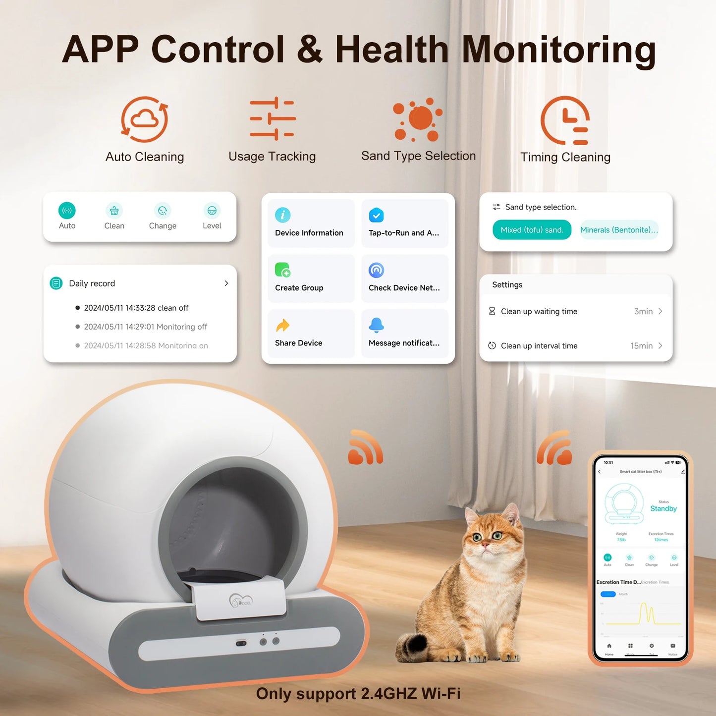 App‑Controlled Smart Litter Box with Accessories