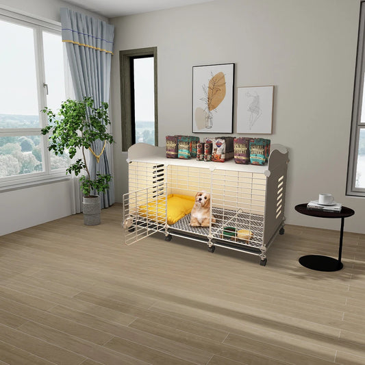 Dog Kennel with Wheels & Tray – Indoor Wire Cage Crate for Small/Medium/Large Dogs