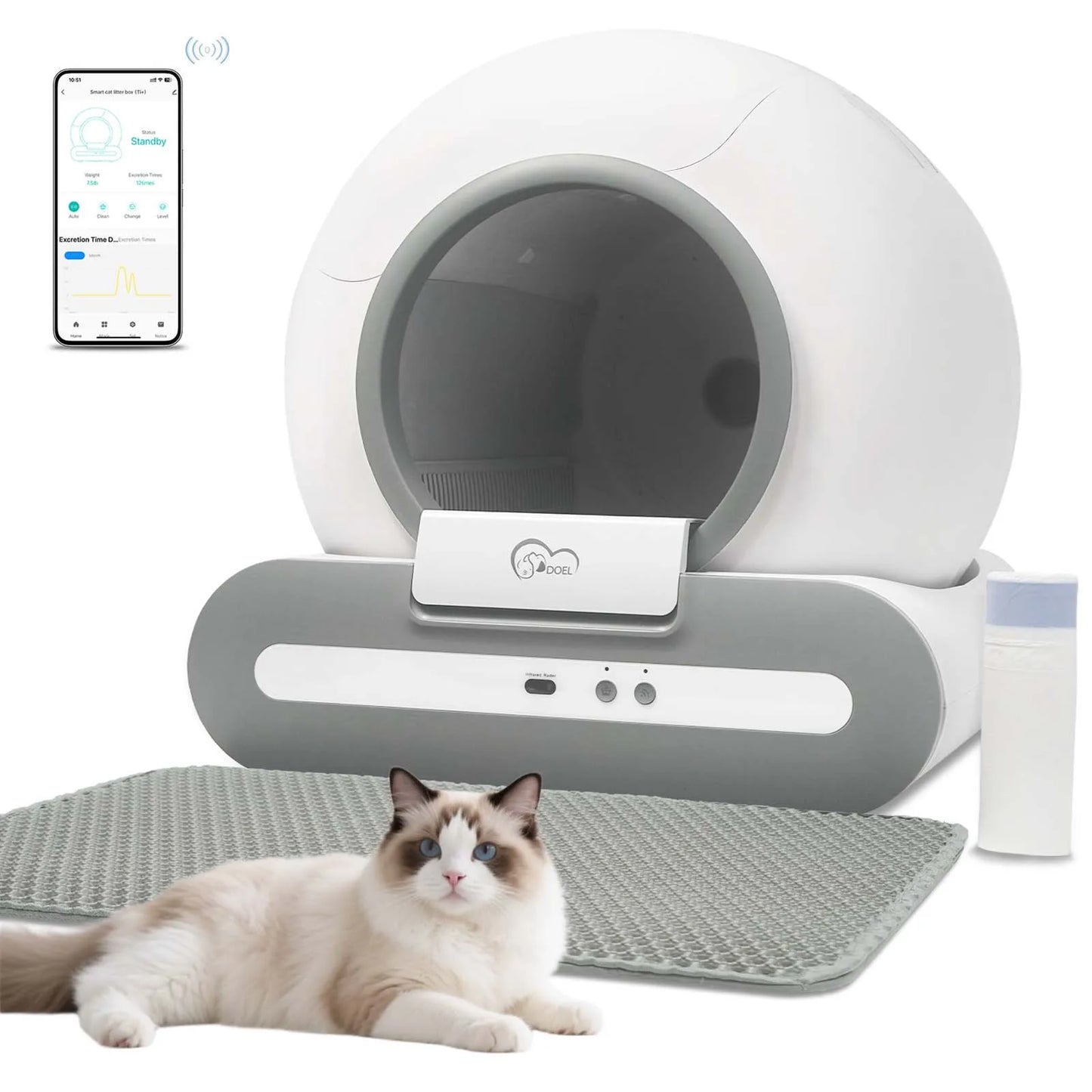 App‑Controlled Smart Litter Box with Accessories