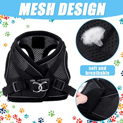 6 Pcs Small Dogs and Cats Harness with Retractable Leash and Bowknot