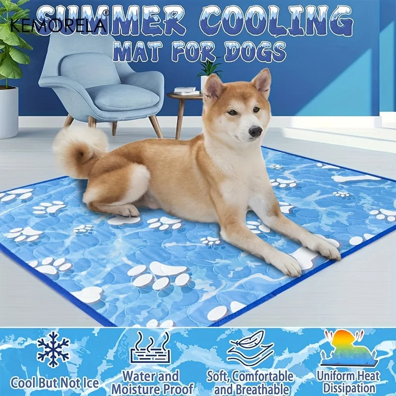 Self‑Cooling Ice Silk Mat, Washable Summer Pet Cooling Pad