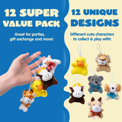 12/36/72 Mini Animal Plush Toys Bulk, Keychains for Kids