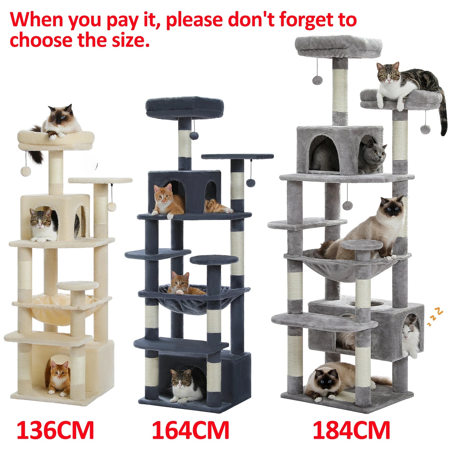 Cat Tower with Padded Perches & Condos