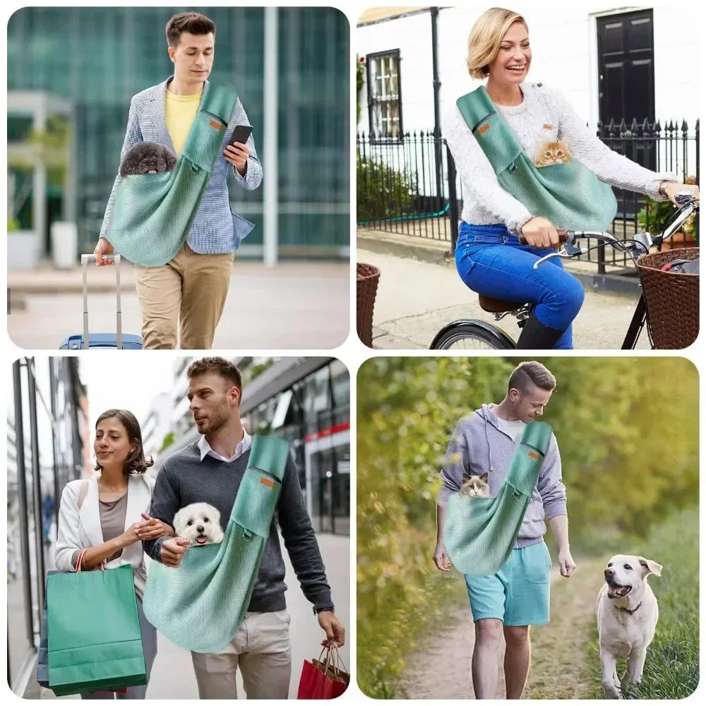 Pet Dog Sling Carrier Bag Crossbody Mesh Breathable Shoulder Bags Outdoor Travel Portable Cat Puppy Sling Bag Tote Pet Supplies