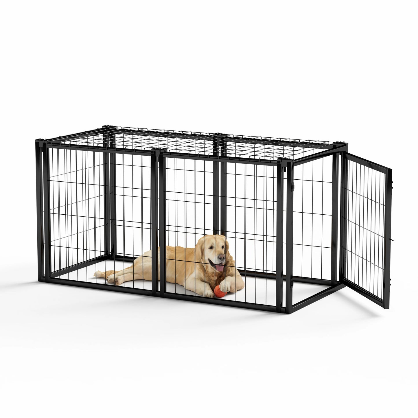 Dog Crate with Top, Indoor Kennel for Small/Medium Dogs Black.47.2"L x 22"W x 24"H.
