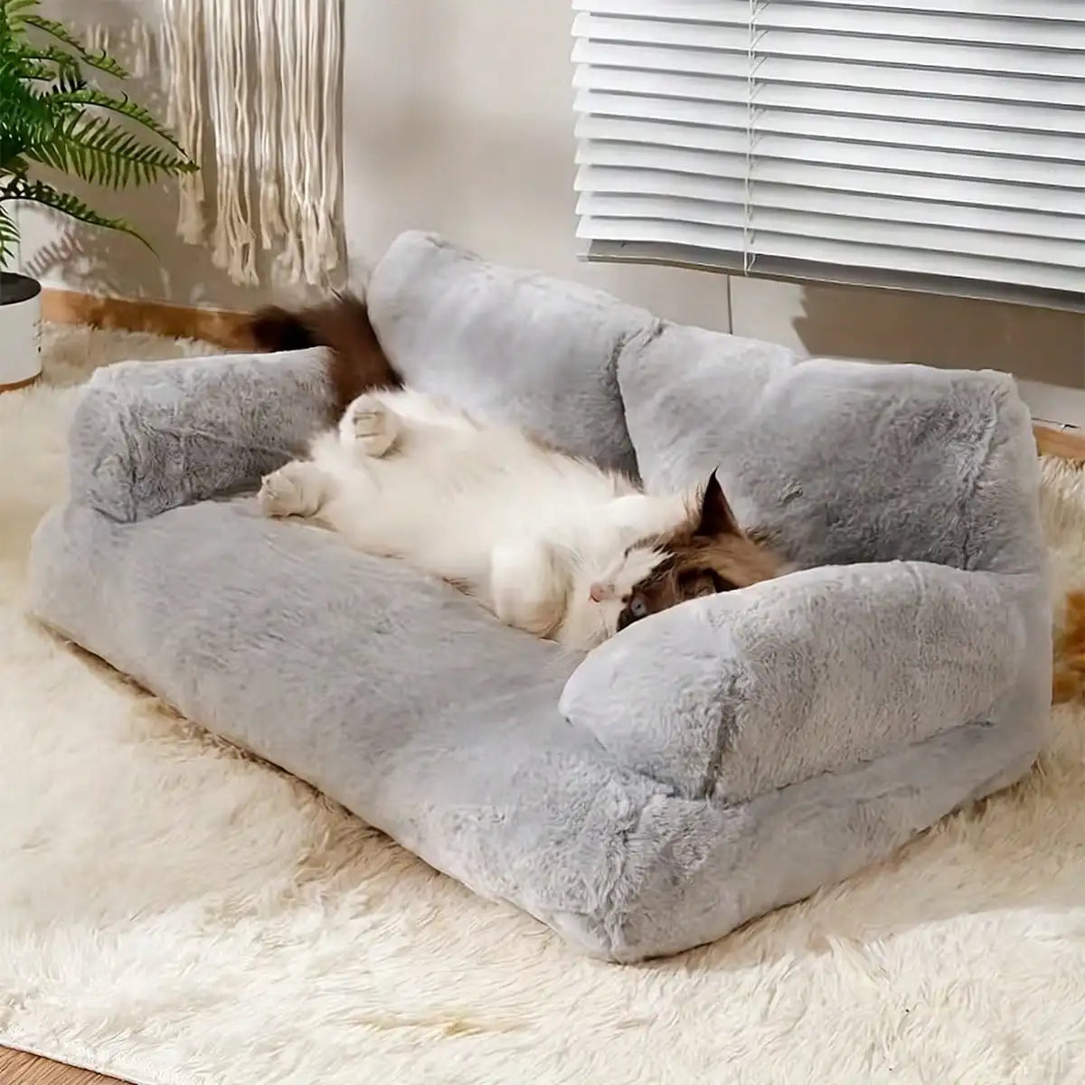 Cozy Plush Dog Sofa Bed – Raised Edge, Washable & Non‑Slip