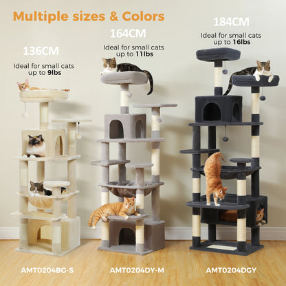 Cat Tower with Padded Perches & Condos