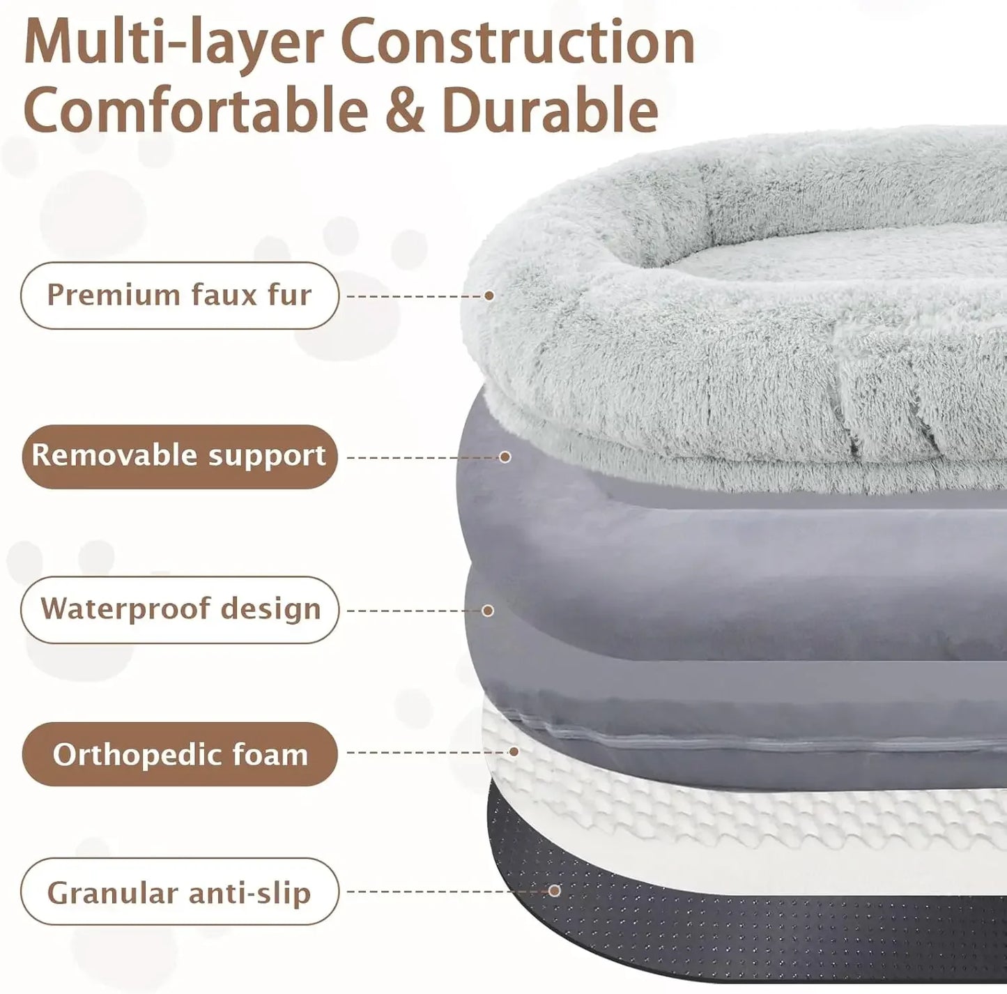 Human Dog Bed with Thick Memory Foam